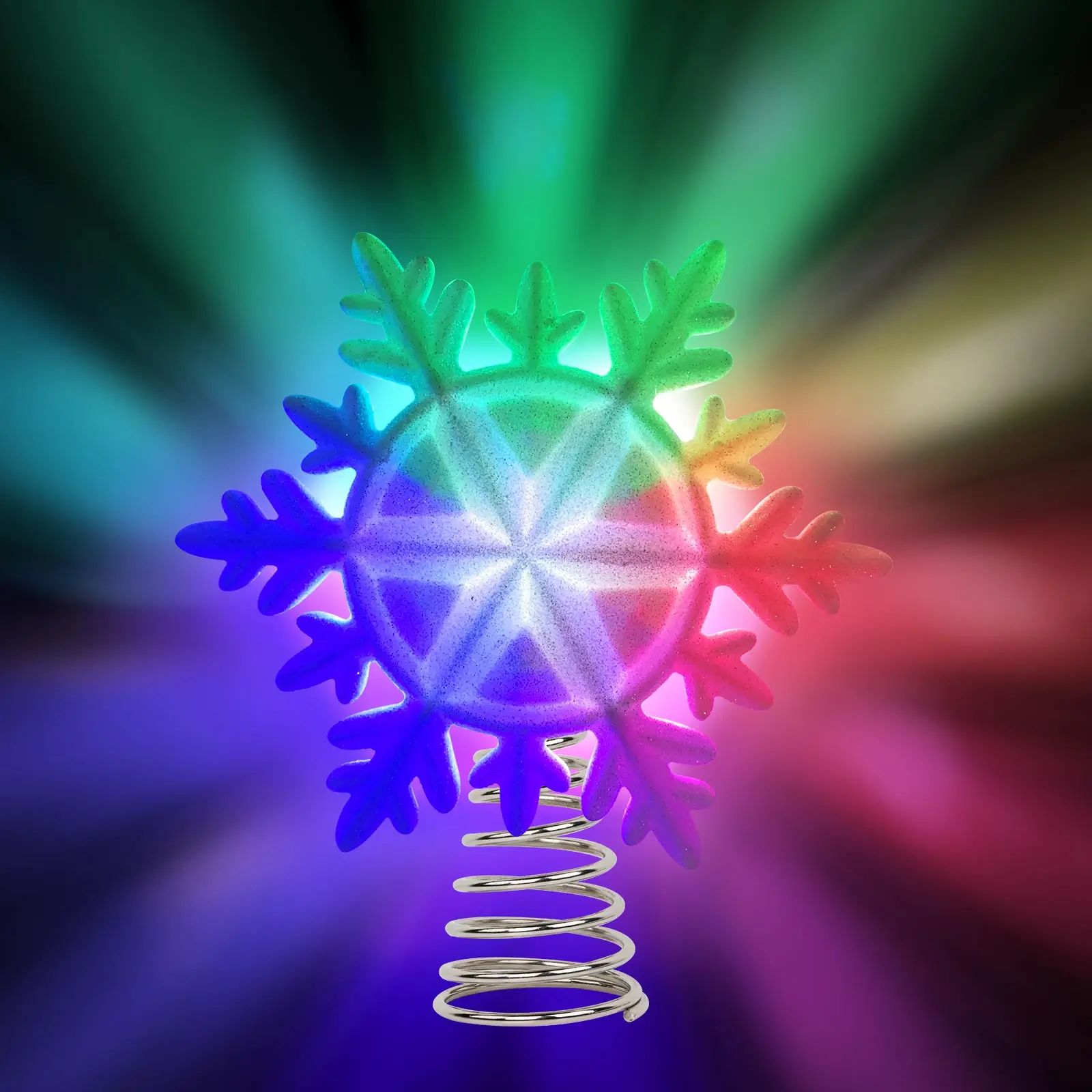 OurWarm Lighted Christmas Tree Topper,LED White Snowflake Tree Topper,Glitter Light Up Xmas Tree Topper for Christmas Tree Decor