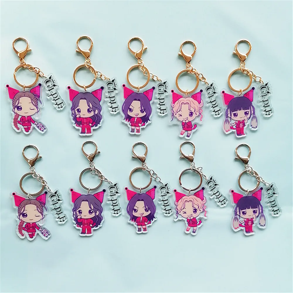 1pcs kpop (G)IDLE Accessories Cartoon Character Cute Keychains Mi Yeon  Minnie So-yeon YUQI Yeh Shuhua Key Chain Keyring