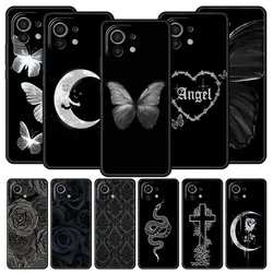 Phone Case For Xiaomi Mi 15 14 13 12 11 Lite 14T 13T 12T 11T Pro Poco X6 X5 M3 X3 Pro F5 F4 Cover Gothic Style Black Lip