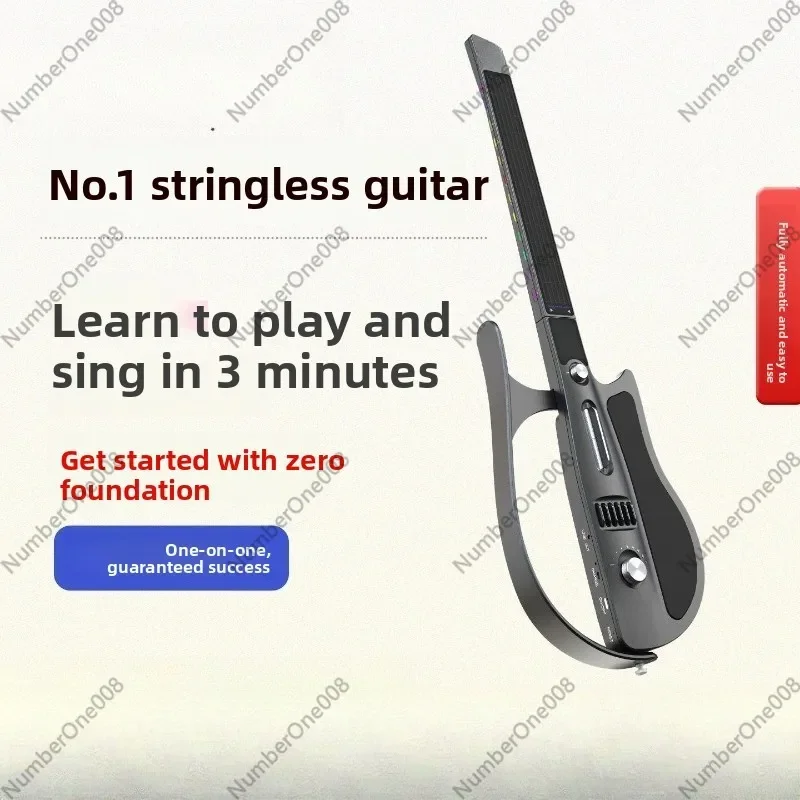 Smart Stringless Guitar, Portable Electronic Guitar for Beginners, Auto Chord Playing Singing Instrument