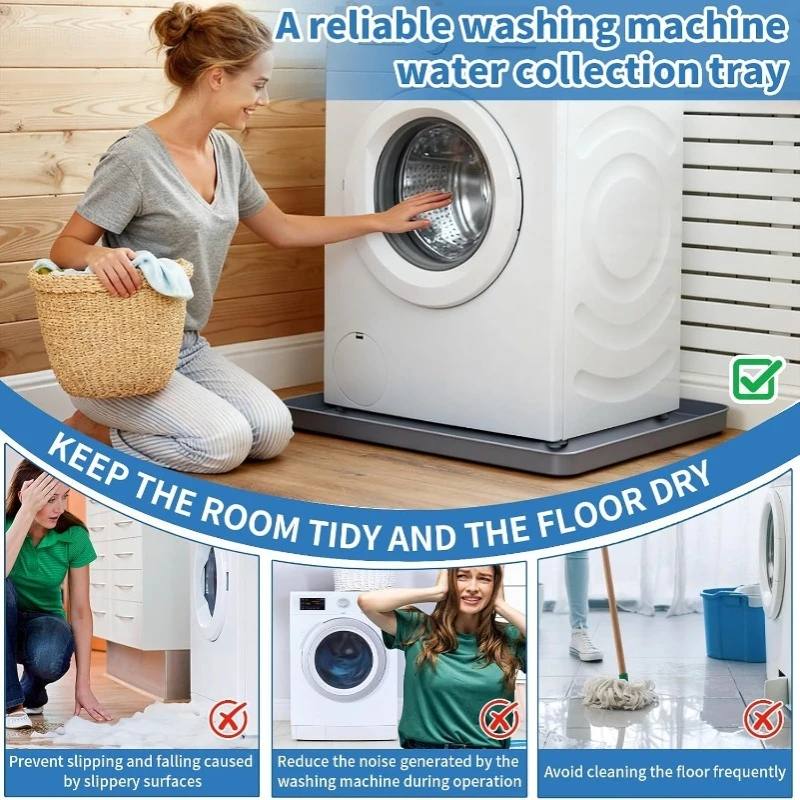 Non-slip Washing Machine Pad Silicone Washing Machine Mat with Raised Edges Waterproof Dryer Top Storage Mat Non-slip Vibration