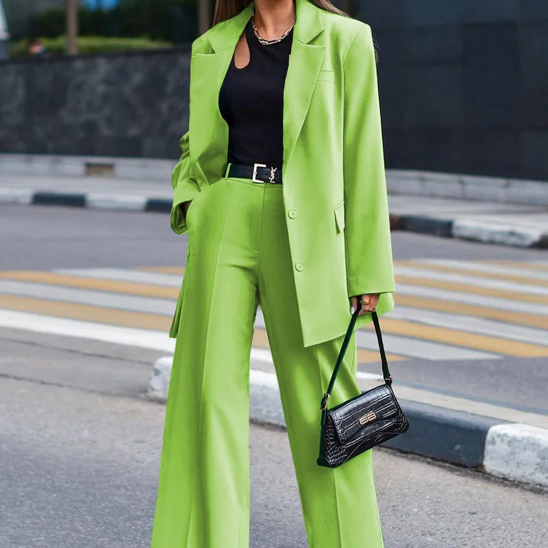 LN1009 2023 Autumn And Winter New Solid Color Long Sleeved Women's Street Photography Casual Suit Two-Piece Set