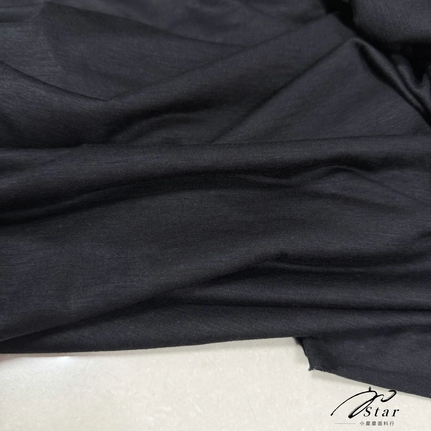 Black Mernu Wool Knitted Silk Fabrics Thin Slightly Transparent Bottoming Sweater Suspender Skirt Silk Cloth