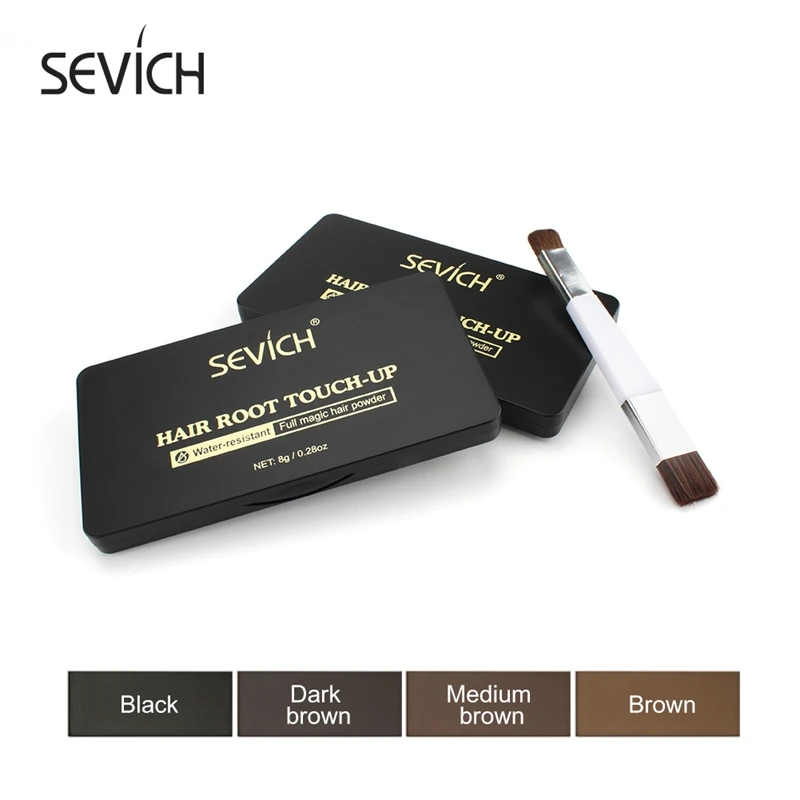 Sevich-Polvo de línea de pelo impermeable, 8g, 4 colores, Unisex, sombra de retoque de raíz de pelo, sombra de pelo en polvo para corrector de línea