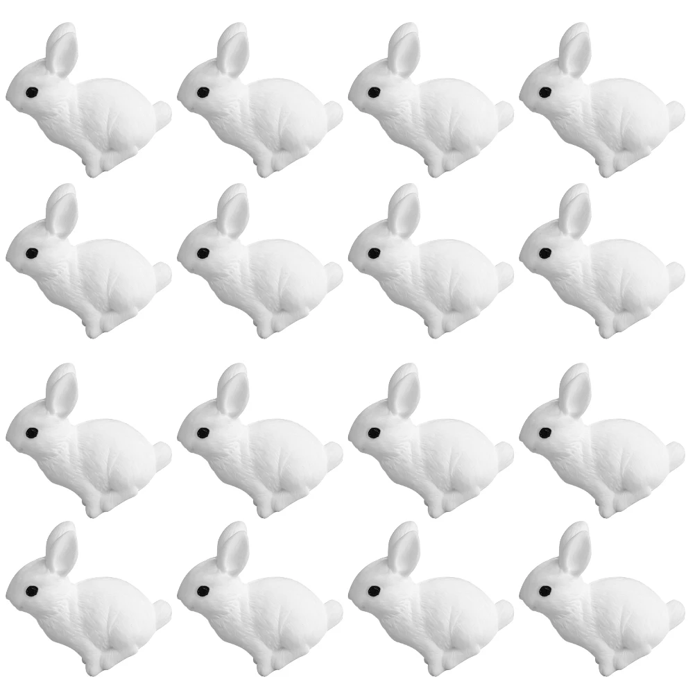 

16pcs Resin Rabbit s White Mini Bunny Decorations house Landscape Car Statues Year Gift