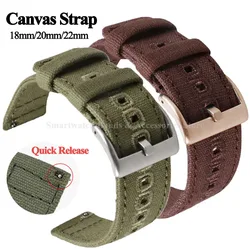 18mm 20mm 22mm Canvas Watch Strap for Samsung Watch 3/4/5/6 42/44mm Classic 46/42mm Quick Release Bracelet for Huawei for Seiko