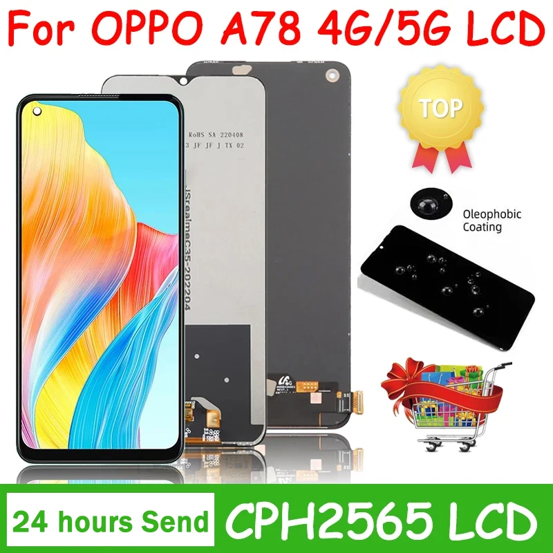 A78 Display Screen For OPPO A78 5G CPH2483 CPH2495 LCD Display Touch Screen Digitizer Assembly For OPPO A78 4G CPH2565 LCD Frame