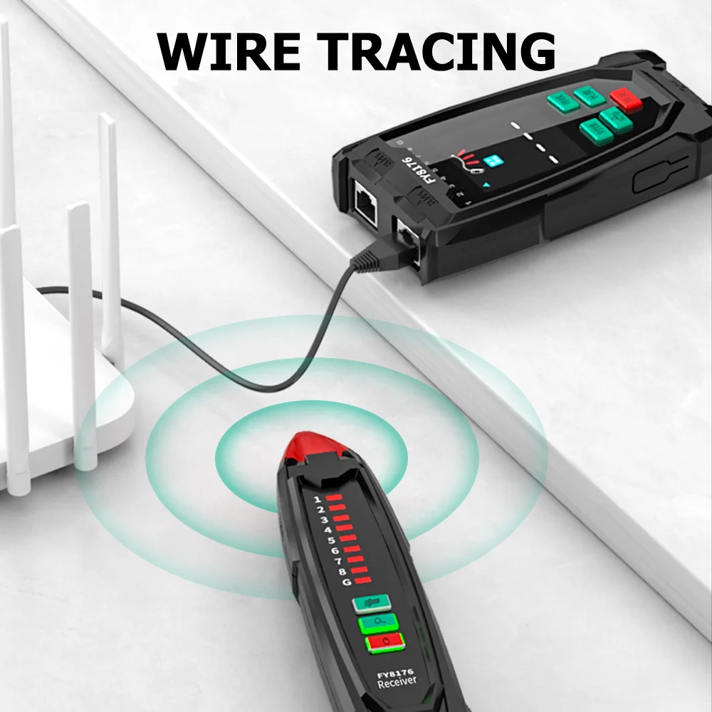 MASTFUYI FY8176 Multifunctional Network Cable Tester Measure Length Wiremap Cable Tracker POE Finding Breakpoint Detection