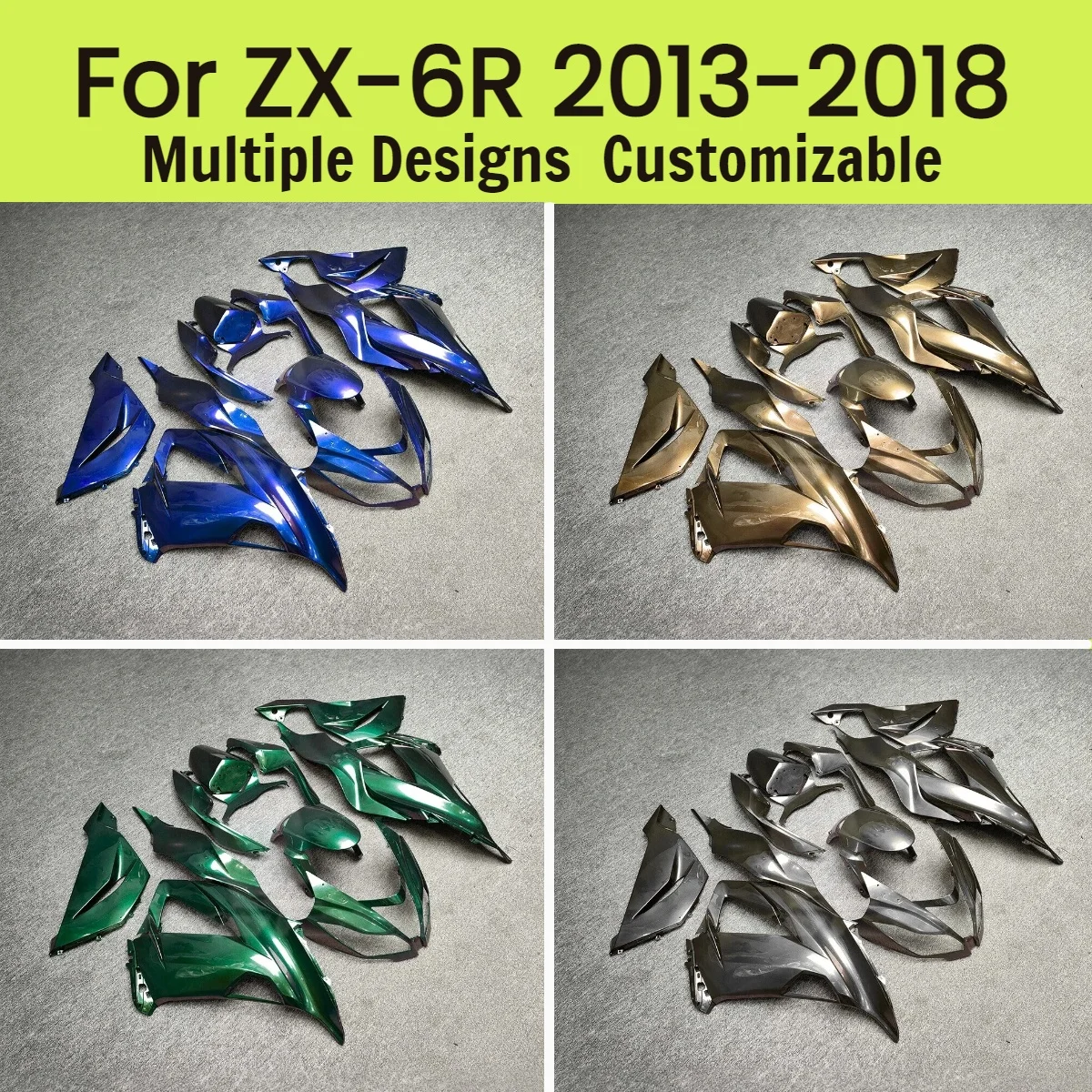 

Комплект обтекателей для мотокросса ZX6R 2013-2018, ABS, окрашенные, литьевые, подходят для Kawasaki ZX 6R 13-18