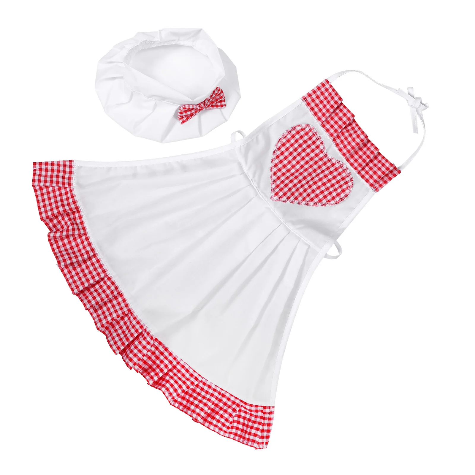 

1Set Costume Comfortable Newborn Photography Props Toddler Apron Chef Hat Ideal 100 Days Photoshoot Baby Photo Outfit