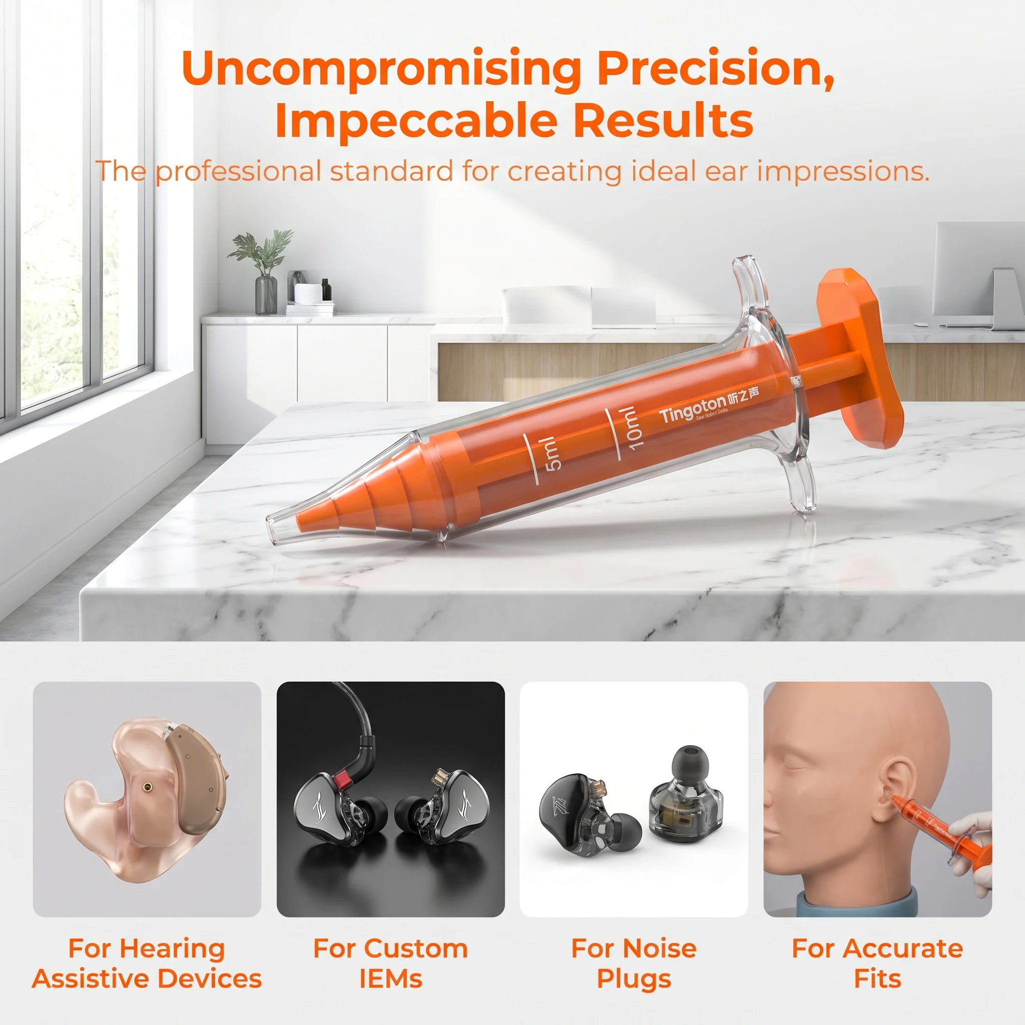 DIY Ear Sample Impression Injector Syringe Multifunctional Ear Mold Making Equipment Fit Hearing Aids Custom CIEM Earphones Audi