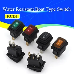 1/5/10Pcs KCD1 Waterproof switch 3PIN red with lights button rocker power switch oil-proof and dust-proof ON/OFF