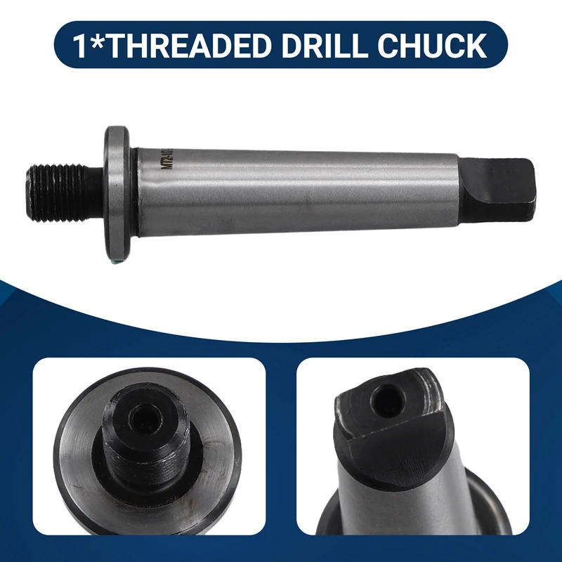 2Mt Shank to 1/2 inch -20 Threaded Drill Chuck Arbor Hardened Morse Taper Mt2 Adapter-DTD2