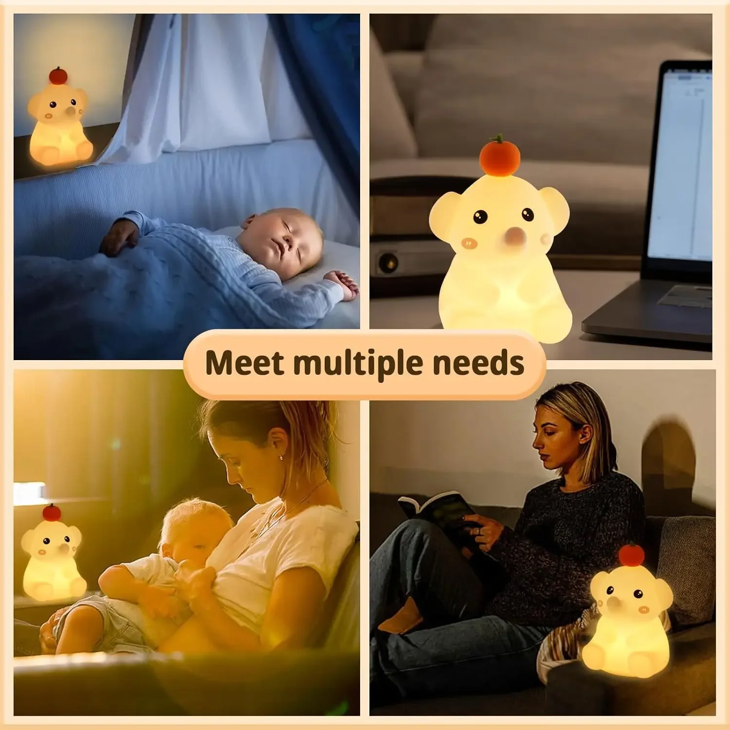 Lampe LED en Forme d'Éléphant en Silicone Souple, Rechargeable par USB, avec Minuterie, Luminaire Décoratif d'Nik, Idéal pour une Chambre à Coucher ou comme Cadeau pour Enfant