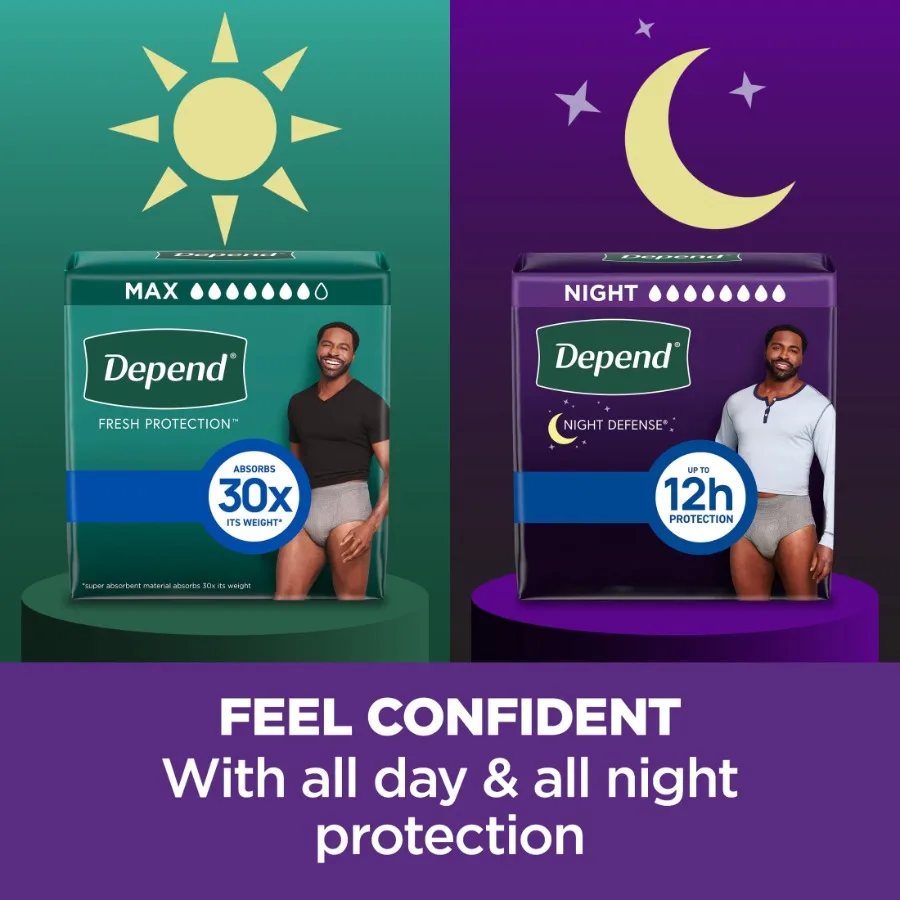 Ropa Interior para Incontinencia Nocturna para Hombres, Pañales para Adultos, Talla L, Paquete de 14