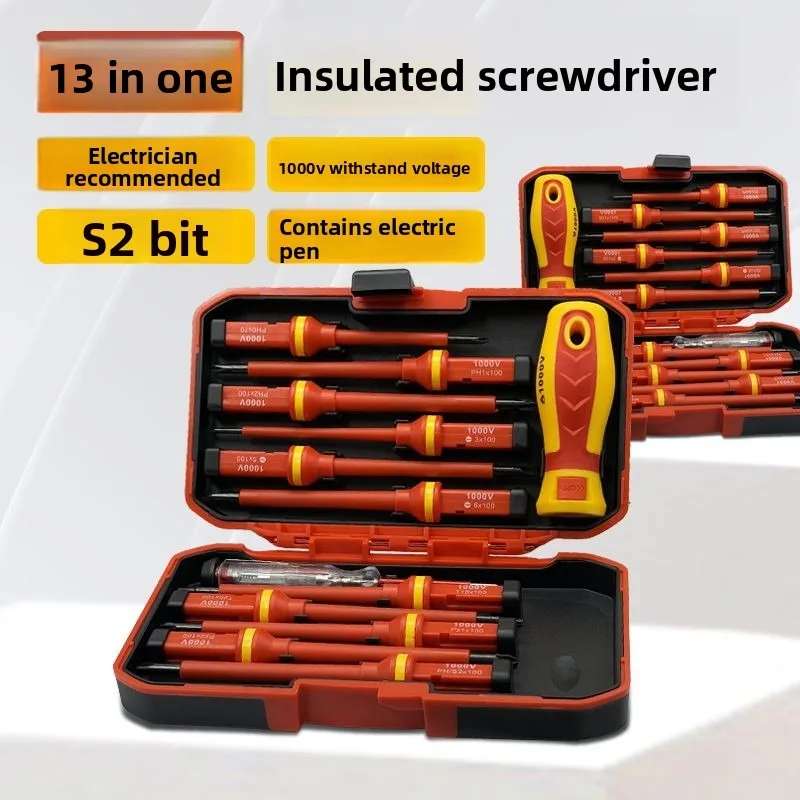 13pc Magnetic Screwdriver Screwdriver Set Insulated Phillips Slotted Bits Electrician For Electrician Hand Tools Multifunctional
