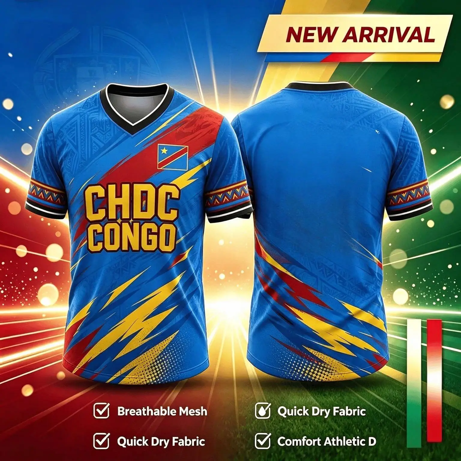 Summer Democratic Republic Of Congo Special Football Jersey T-shirt Men Women T-shirt Top Football Fan Gift Summer Men' Clothing