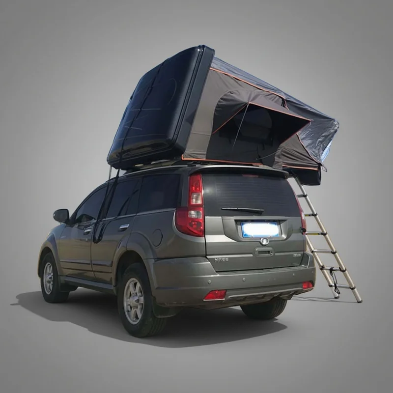 Auto Parts Aluminum Hard Car Roof Tent With Ladder Durable Fabric Outdoor Camping