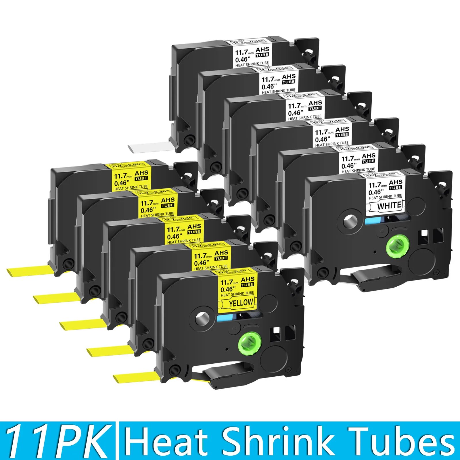 

11PK Labels Hse-231 12mm Compatible for Brother Hse-631 Hse231 221 Heat Shrink Tube Tapes for Brother P-Touch Labeling Machine