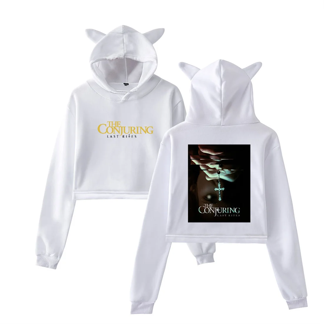 The Conjuring آخر طقوس القط الأذن هوديس موضة بلوزات قصيرة الهيب هوب الدب الأذن مقنعين البلوفرات مضحك ملابس النساء بلايز