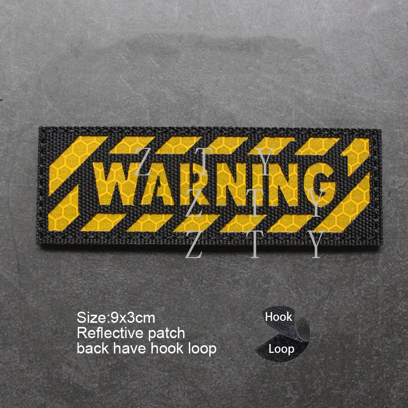 Laser Engraving Reflective Long Chest Strip Morale Badge WARNING Warning Letter Badge Bag Paste Backpack Patches for Clothing