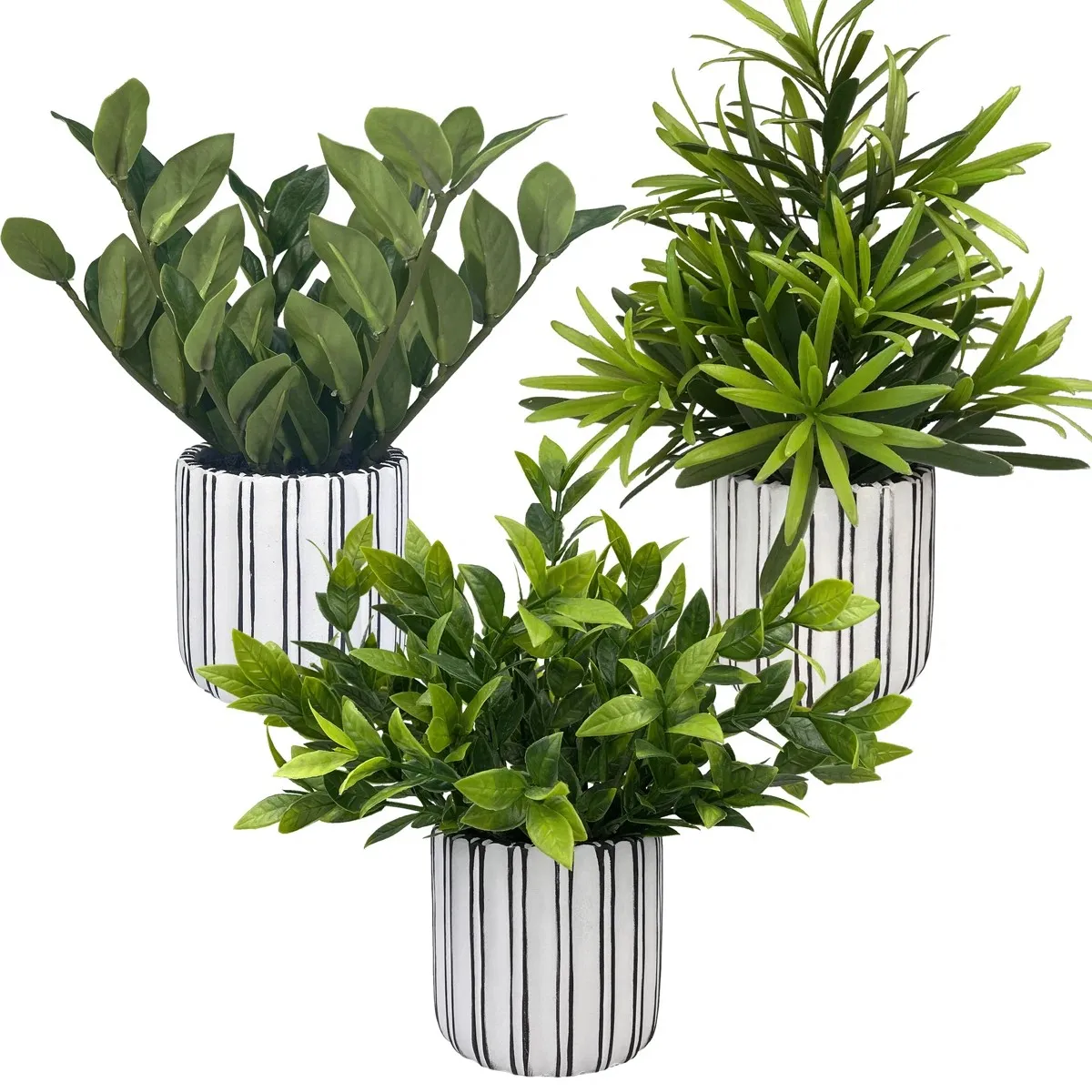 

#Set of 3 Artificial Potted Plants Faux Greenery Leaves Stems in Pot for HomeOffice Living Room Bedroom Decor Indoor Outdoor Use