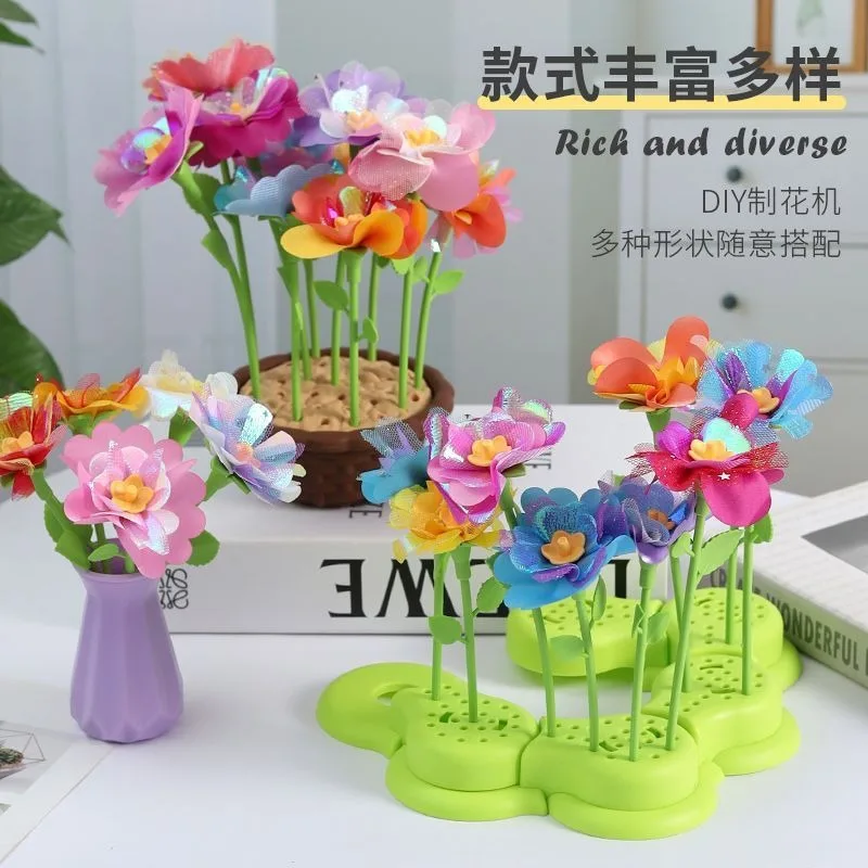 子供用DIY造花組み立てキット、女の子向けアート玩具用エンボス加工ツール付きクリエイティブな手作りアレンジメントセット
