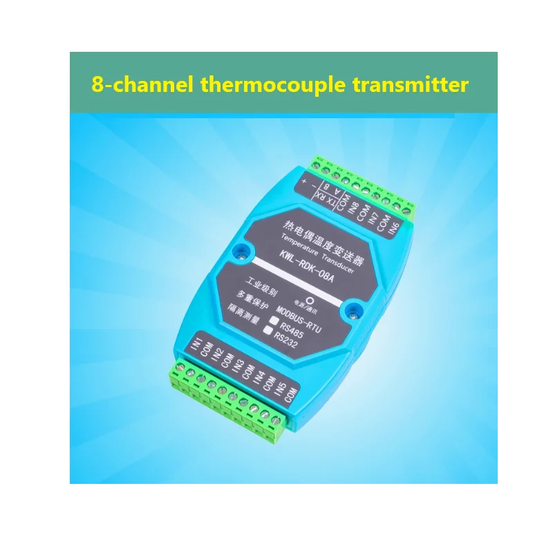 

8-channel Thermocouple resistance temperatureacquisition K/S/R/B/N/E/J/T type transmitter rail sensor conversion isolation 485