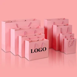 10pcs custom logo paper gifts bags for small business wedding birthday party bridal shower pink bags personization gifts bags