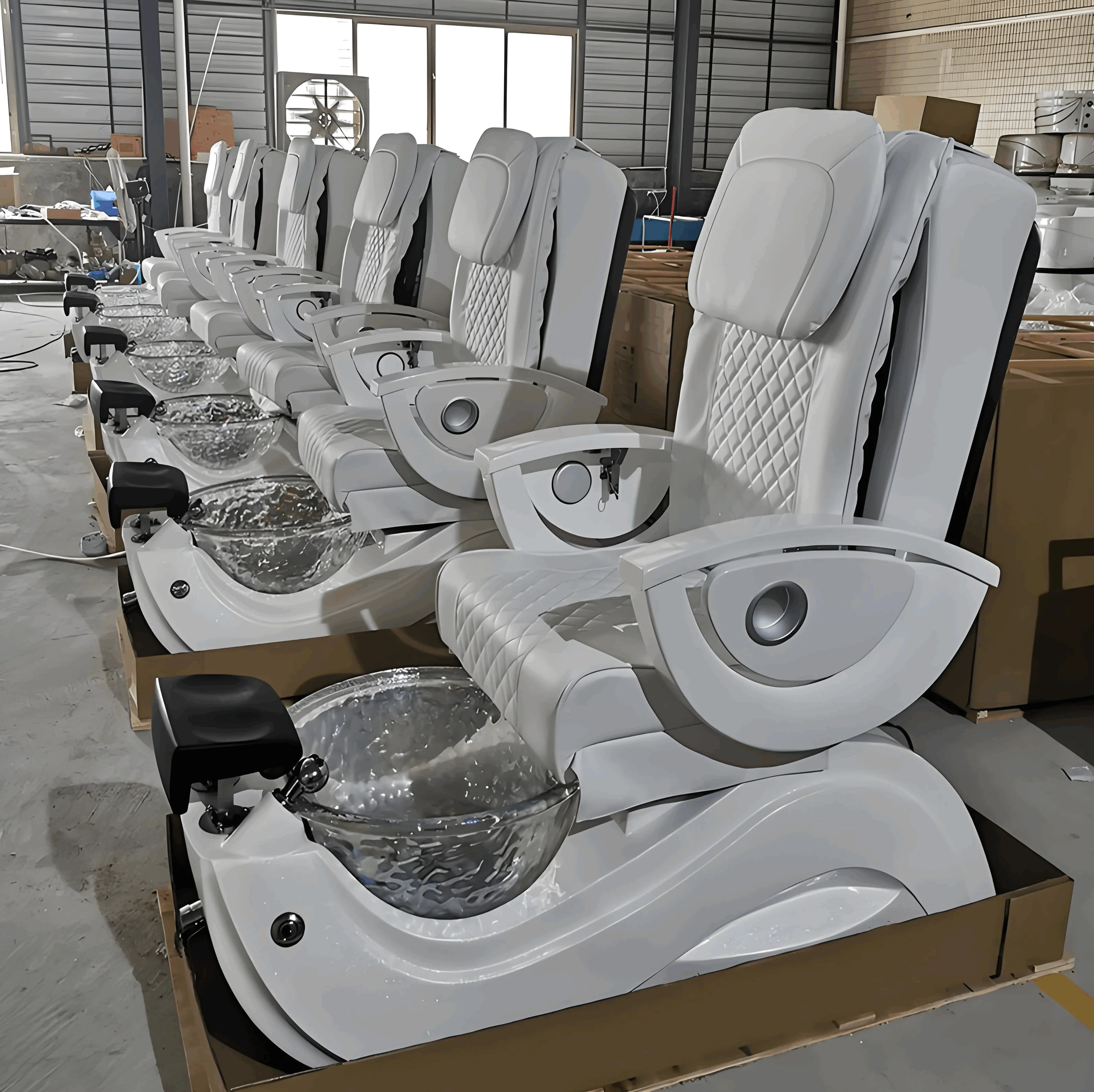 

Настраиваемое кресло для педикюра SPA — роскошный кожаный диван для ухода за ногами с алмазной строчкой и основанием для гидротерапии (завод OEM/ODM)