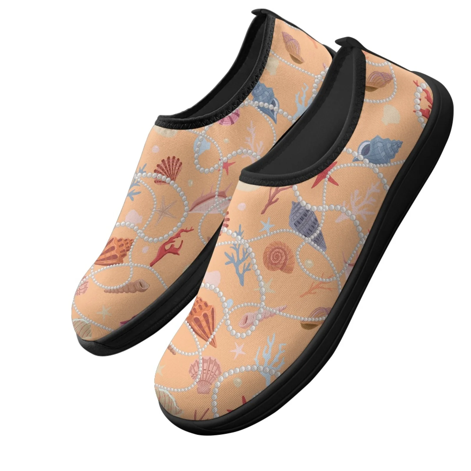 PENSTROLL Pearl Shell Pattern Slip On Hiking Shoes for Men Polyester & EVA Workout Casual Sports Shoe Walking Footwear
