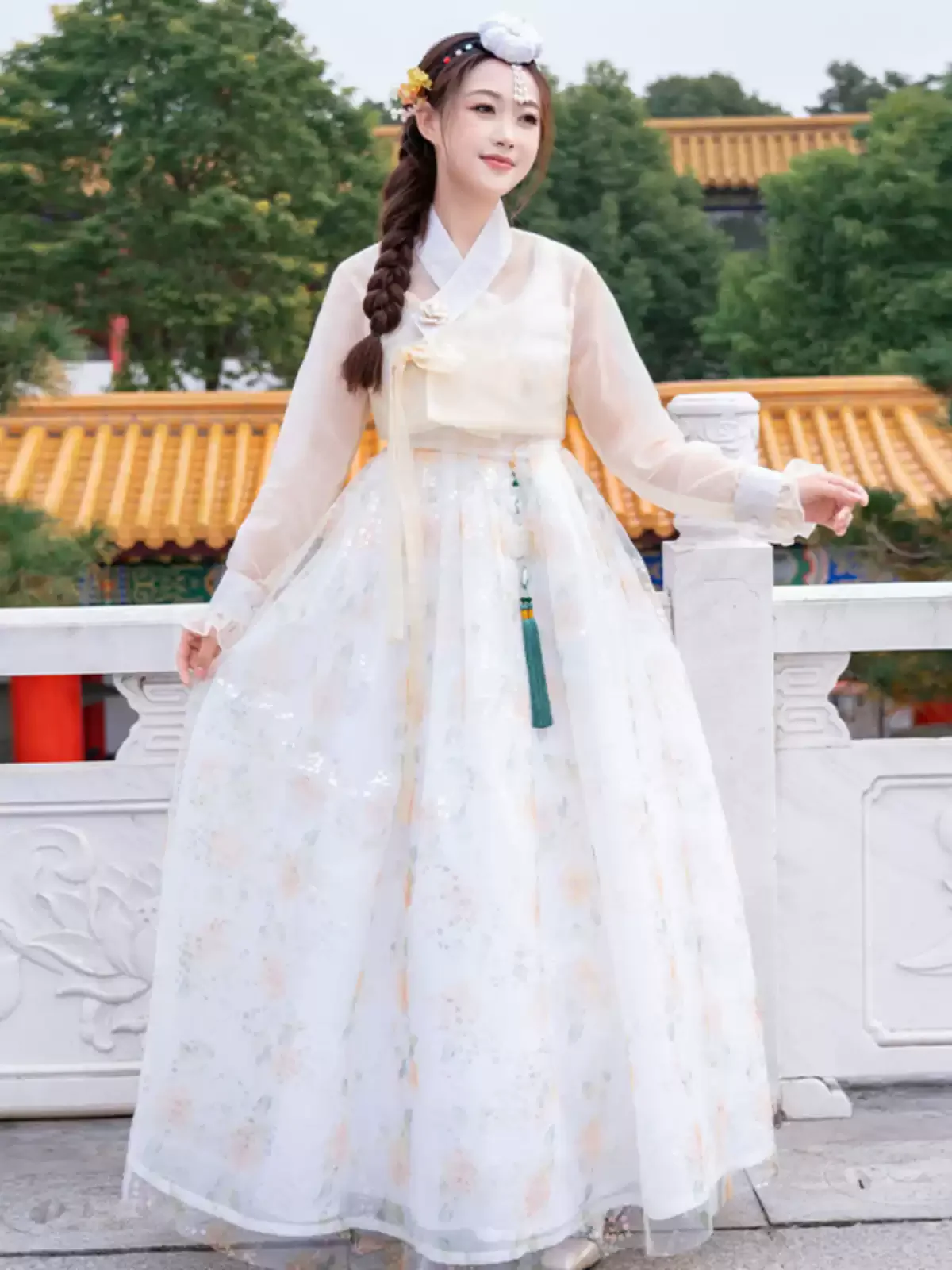 Traditional Korean Hanbok Women's Faion Princ Sle Travel Photoaphy Modified Performance Costume Ethnic Minori Danc...