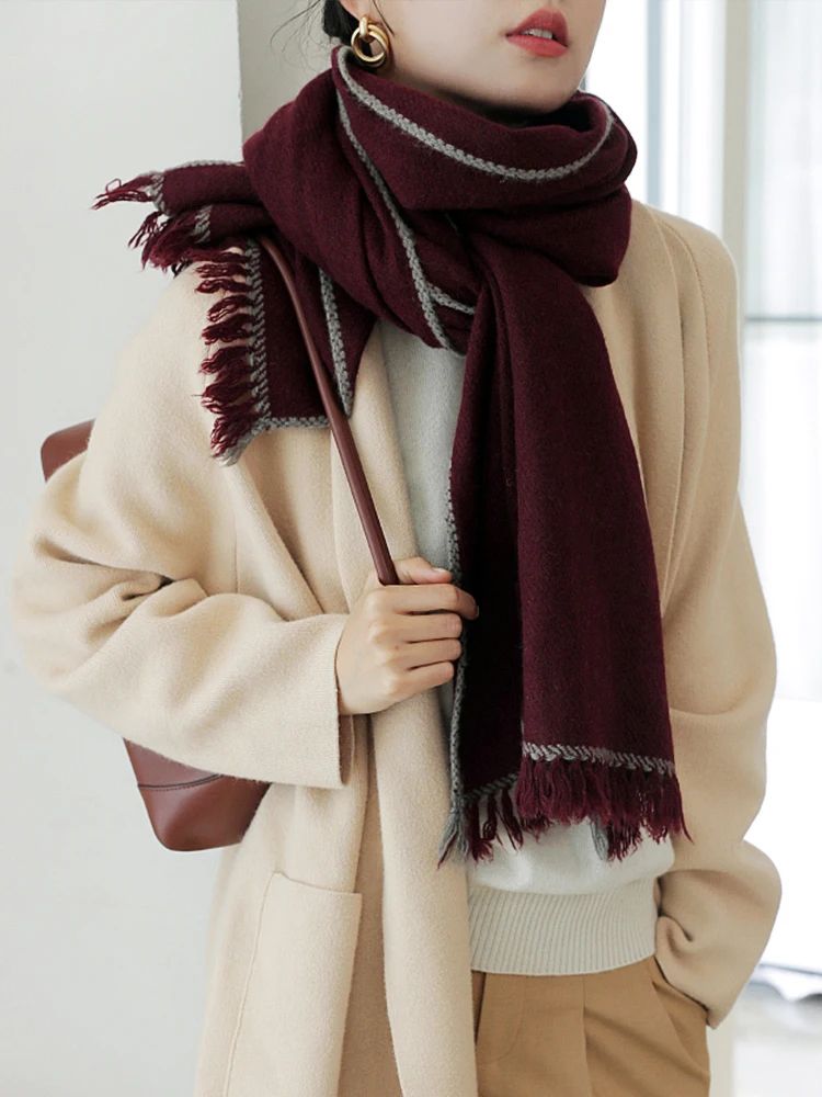 

KALIIYA Thickened Yak Wool Scarf Unisex Warm Shoulder Wrap Minimalist Original Color Japanese Style Versatile for All Seasons