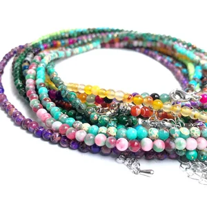 4mm Tiger Laboritis Sodalit Indien Achat runde Konten Halskette Granat für Mädchen Modearmband und doppelter Zweck 8 Hauptverkäufe einheimische Perlen Halskette - №1