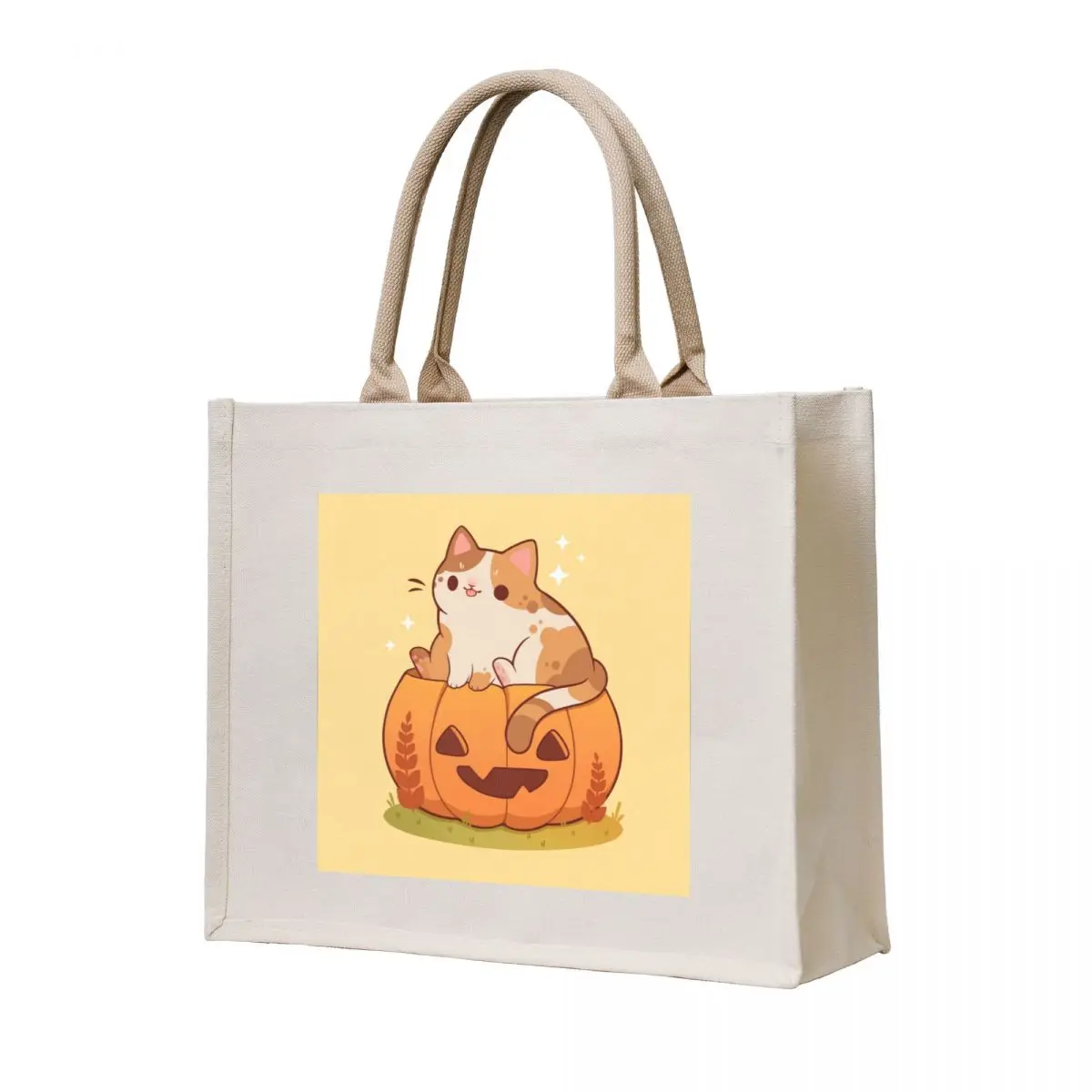 

Orange pumpkin cat Tote Bag Women's shopping bag great bag bags luxury women canvas tote