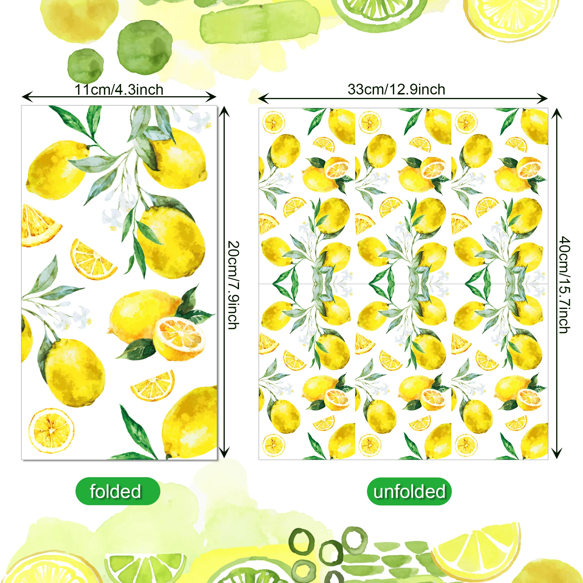 20pcs/Set Fruits Lemon Long Napkins Hawaii Summer Baby Shower Birthday Party Disposable Tableware Tissue Paper For Home Supplies