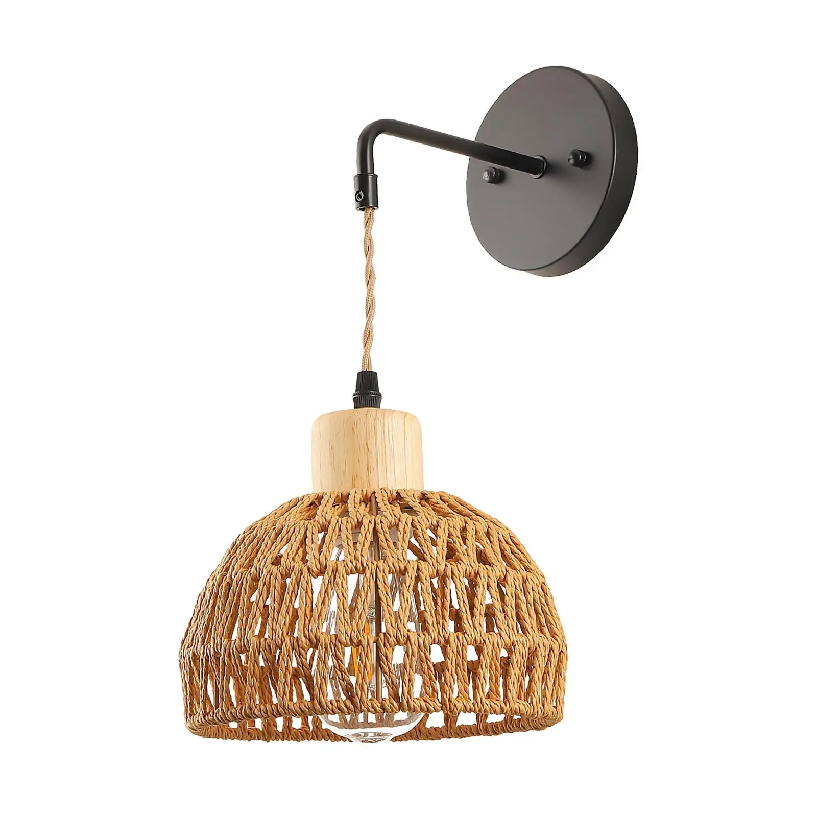 Imagem -06 - Rustic Hand-woven Wall Light Wall Sconce para Quarto Entrada e Restaurante