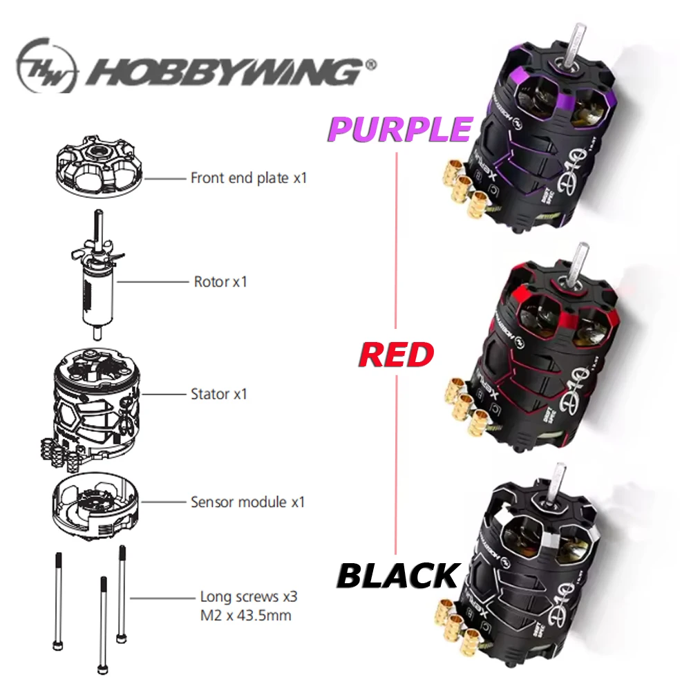 HobbyWing XeRun D10 10.5T 13.5T Sensored Brushless Motor 4600KV 2900KV For 1:10 Remote Control RC Racing Drift Competition Car