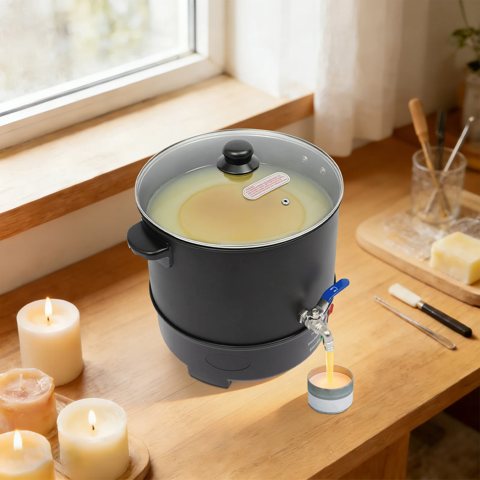 

10L Large Capacity Electric Wax Melting Pot, 201 Stainless Steel Wax Melter, Temp Adjustable 122-212℉, Large Commercial Wax Melting Machine