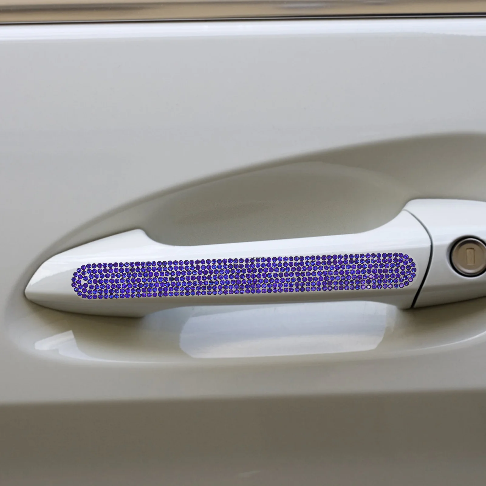 

4pcs Car Door Handle Protector Blue Diamond Rhinestones Wrap Scratch Resistant Film Vehicle Accessories Car Supply