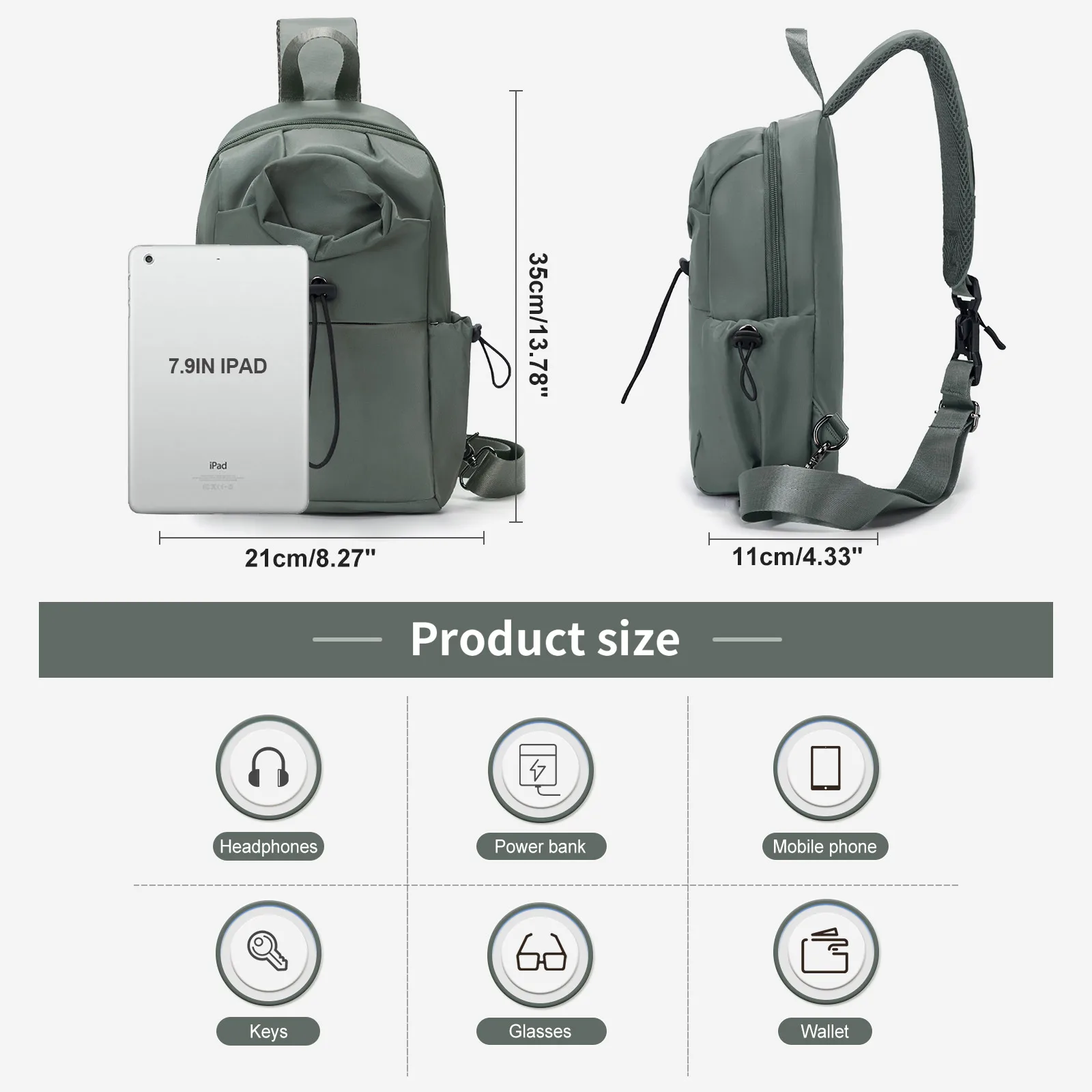 Chest Bag Crossbody Backpack Men Waterproof Leisure Shoulder Bags, Women Casual Bag Unisex Travel Lightweight Mini Messenger Bag