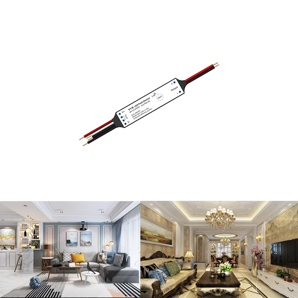 DC12-24V  V1-N (Push Dim) Mini CV Step-less dimming  RF 2.4GHz Wireless remote control Dimmable Single Color COB/LED Light Strip