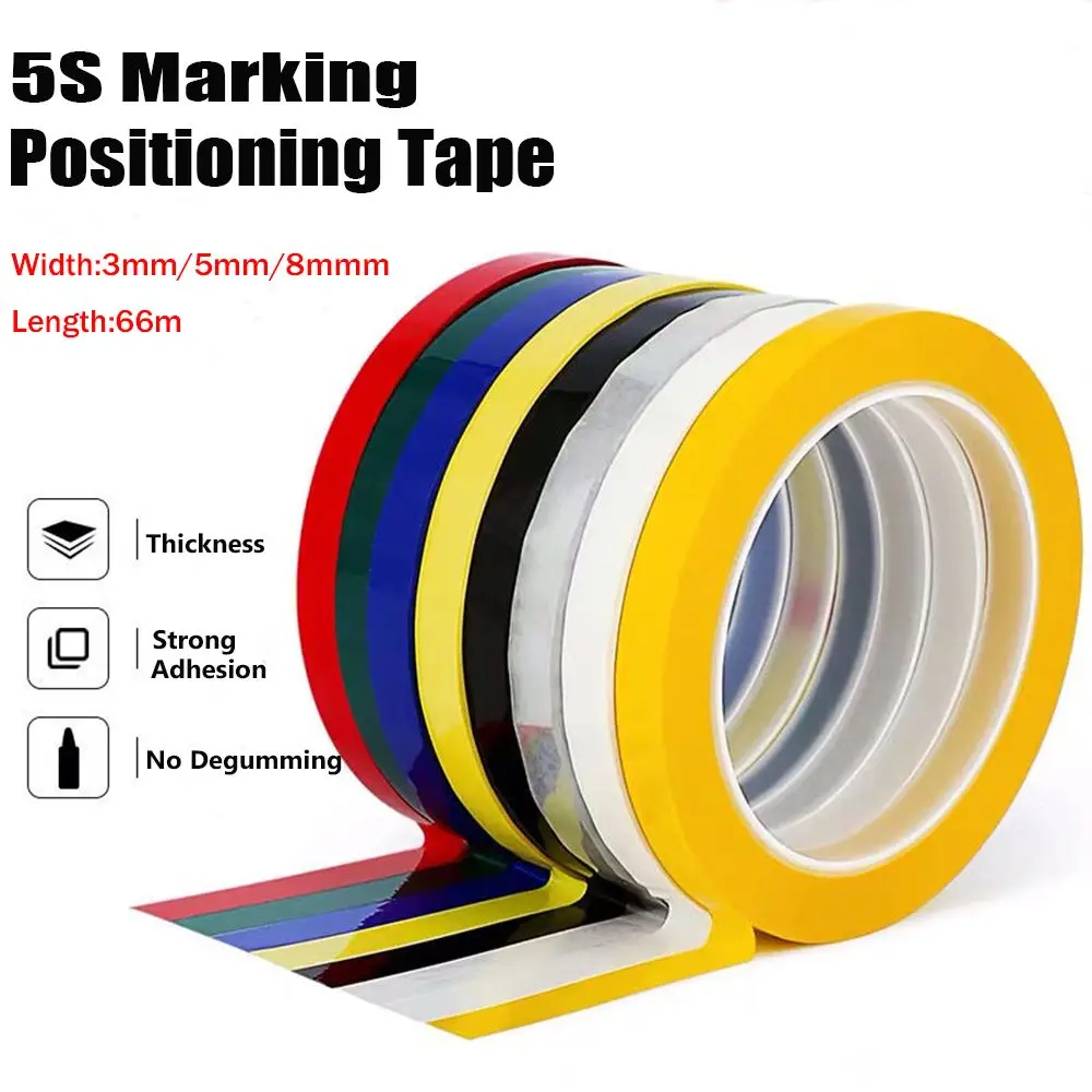 1Roll 3/5/8mm Length 66M 5S Desktop Positioning Tape Marking Tape Whiteboard Color Discrimination Warning Drawing Grid Line