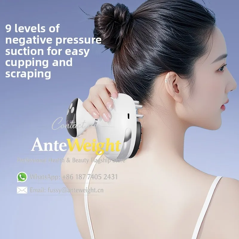 

Wireless Meridian Massager with Red Light & Heat, Electric Microcurrent Vacuum Suction | Smart Cupping Scraper for Body Relief