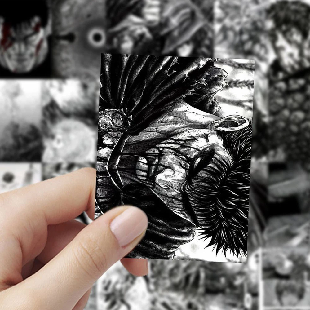10/30/60 szt. Czarne i Białe Naklejki Berserk Cool Guts Anime Naklejka na Laptopa Deskorolkę Rower Walizkę Wodoodporne Naklejki z Postaciami