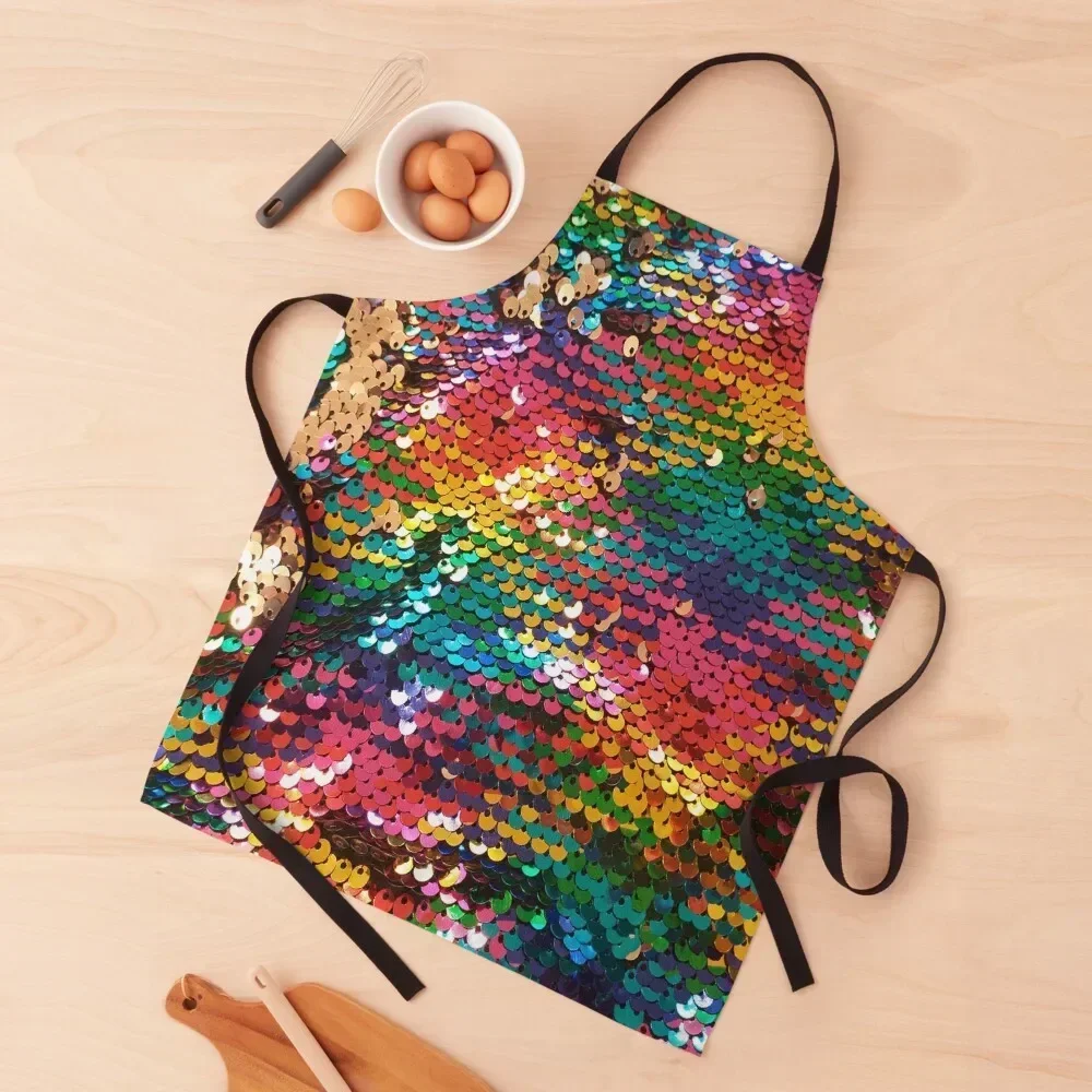 

SEQUINS MULTICOLOR TEXTURE PATTERN Apron work ladies Costume Waiter Home Supplies Chef Uniform For Men Apron