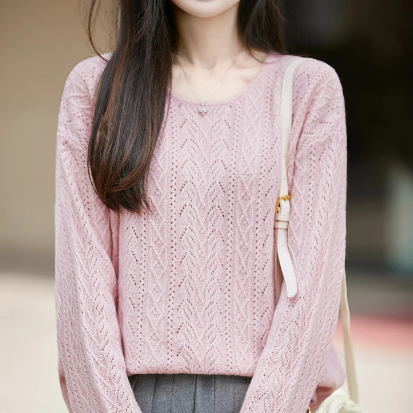 Elastic Sweater Women's 100% Pure Wool Knit Pullover ONeck Sweater Long Sleeve Warm Daily Casual Top Fashion 2026 BM 4
