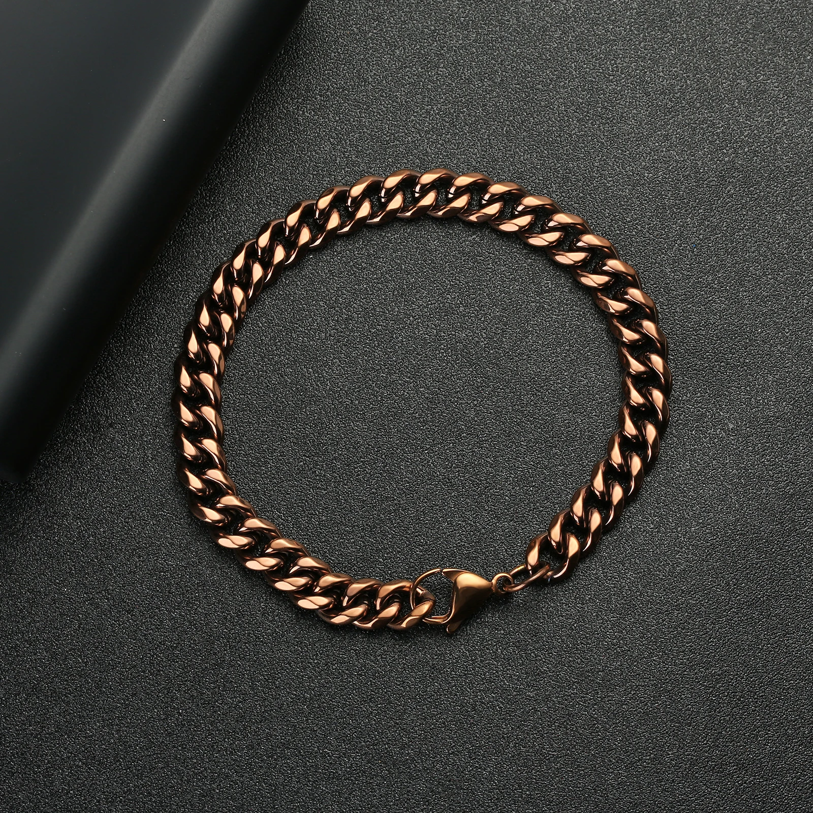 Stainless Steel Necklaces/Bracelets for Men Women Black/Blue/Brown/Silver 18K Gold Plated Texture Cuban Necklace/Bracelets Chain