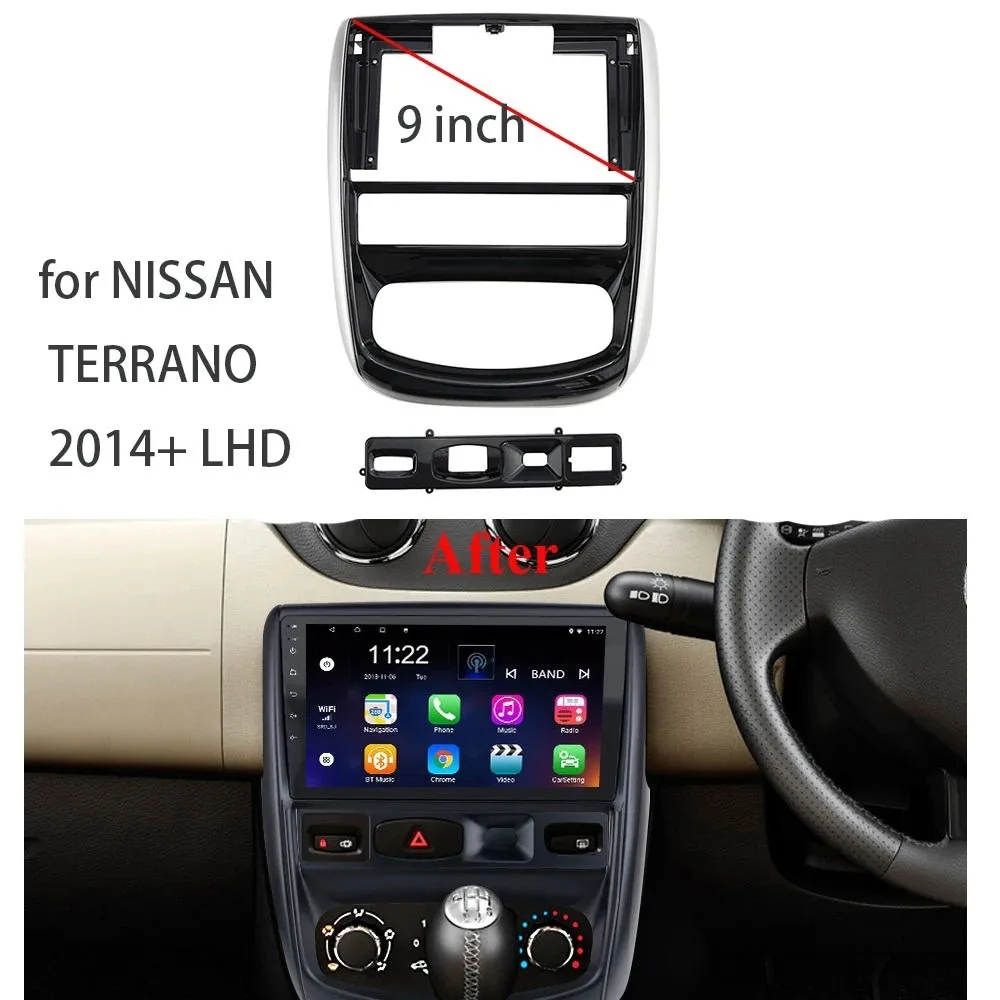 

Radio Fascia Fit 2014+ NISSAN TERRANO LHD 9'' Stereo Panel Player DVD Frame Dash Mount Kit Bezel Car Accessories Without Battery