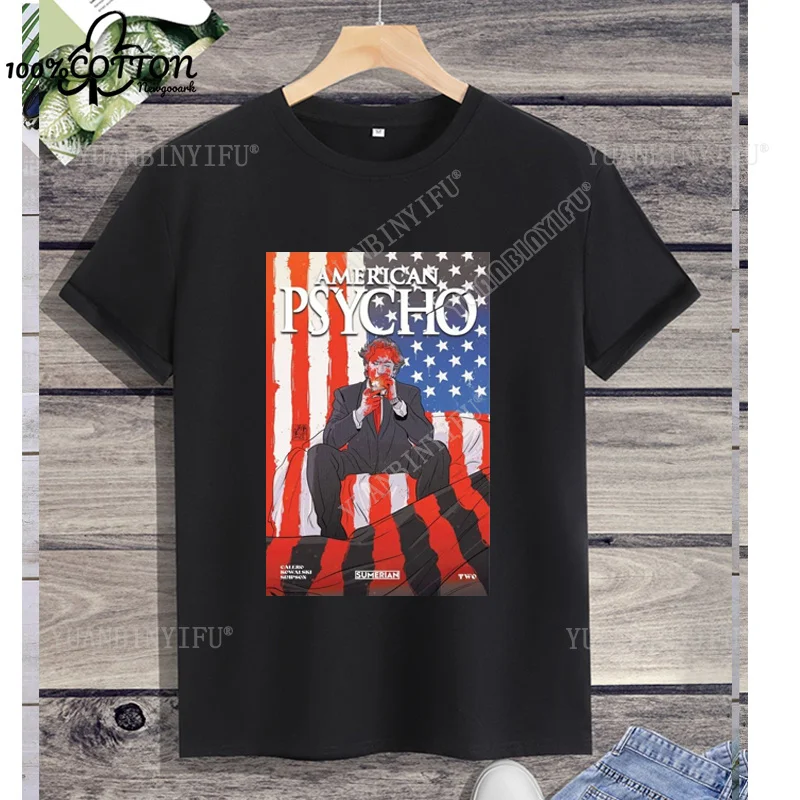new listing Classic Film  American Mental Patients Printed T-shirt Top Cotton Short-sleev O-neck Unisex shirt Loose Comfortable